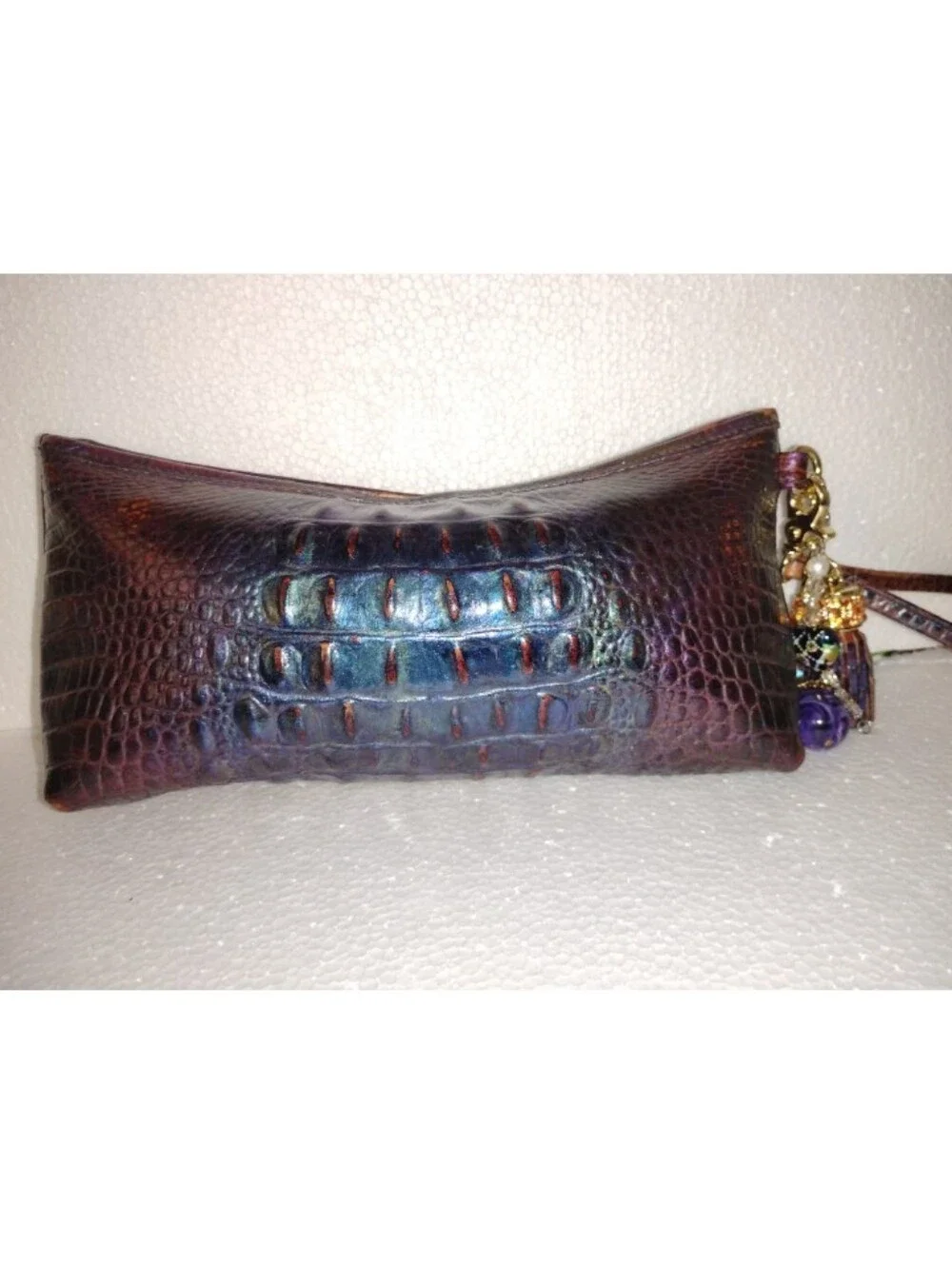 Brahmin Clutch Baguette Demi Bag Dragon Style Iridescent